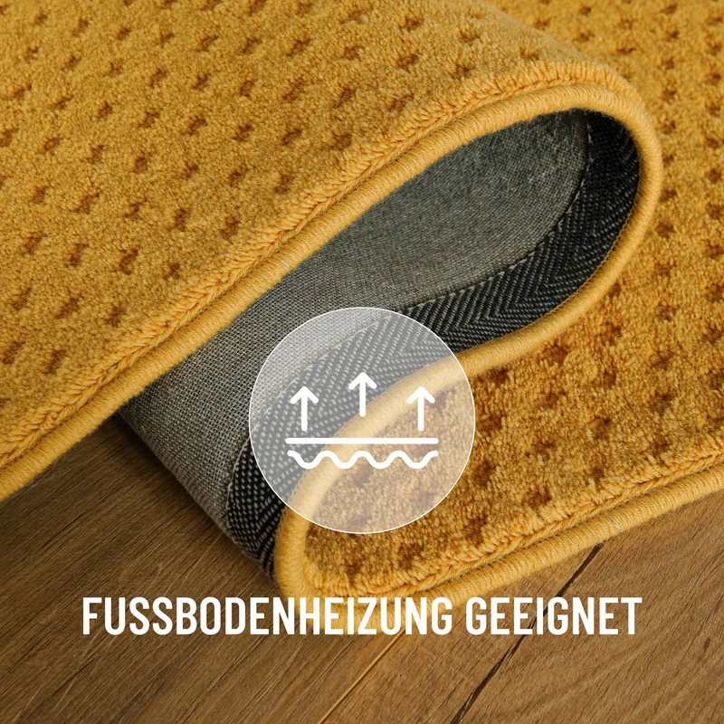 Kurzflor Teppich aus Schurwolle Gelb "Castello THREE" WECONhome