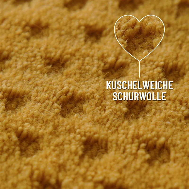Kurzflor Teppich aus Schurwolle Gelb "Castello THREE" WECONhome