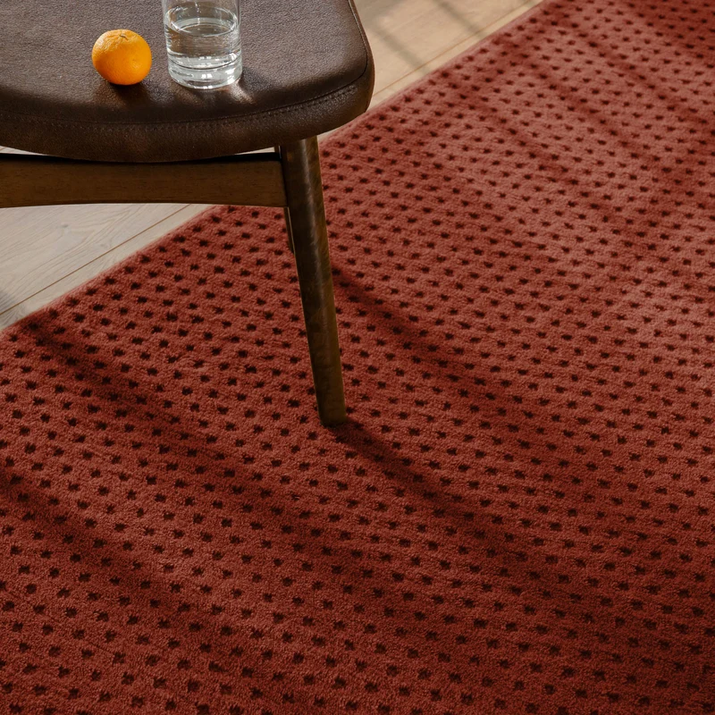 Kurzflor Teppich aus Schurwolle Kamin Rot "Castello THREE" WECONhome