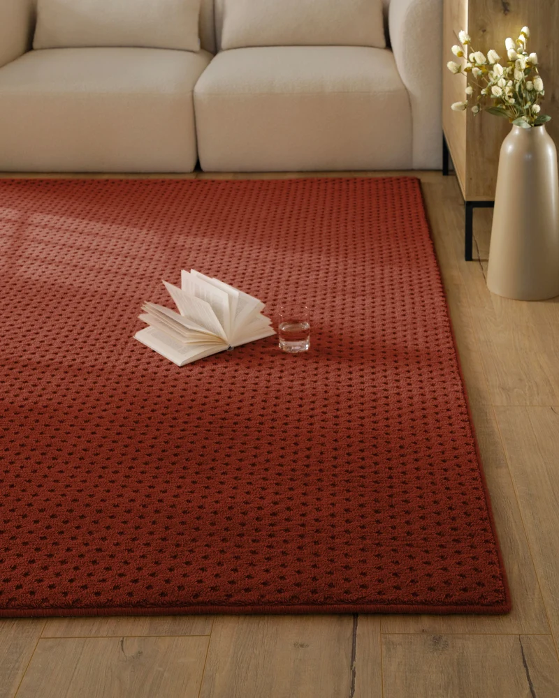 Kurzflor Teppich aus Schurwolle Kamin Rot "Castello THREE" WECONhome