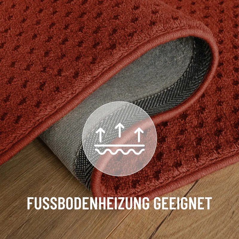 Kurzflor Teppich aus Schurwolle Kamin Rot "Castello THREE" WECONhome