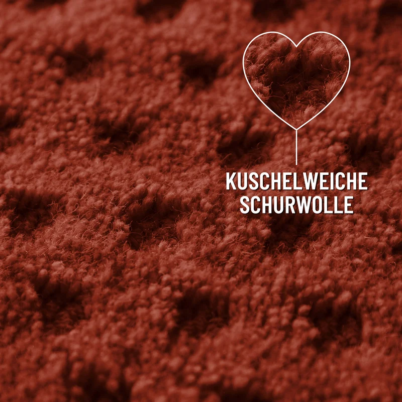 Kurzflor Teppich aus Schurwolle Kamin Rot "Castello THREE" WECONhome