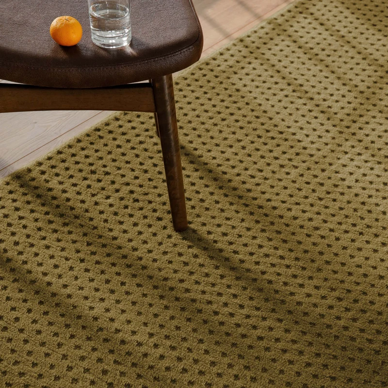 Kurzflor Teppich aus Schurwolle Blass Grün "Castello THREE" WECONhome