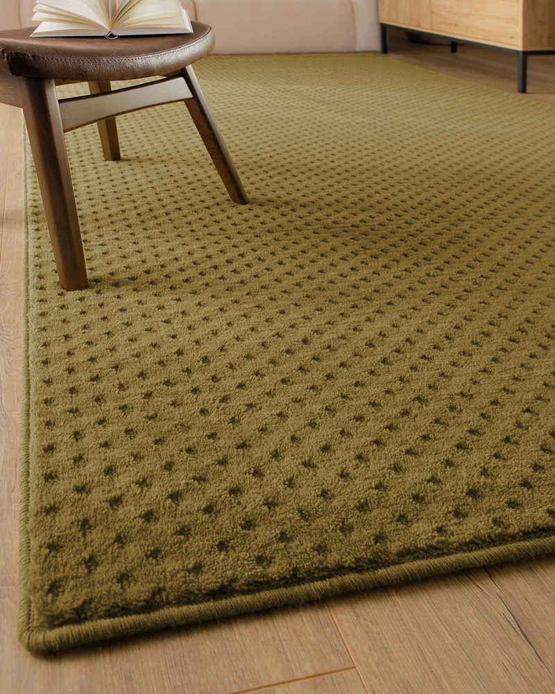 Kurzflor Teppich aus Schurwolle Blass Grün "Castello THREE" WECONhome