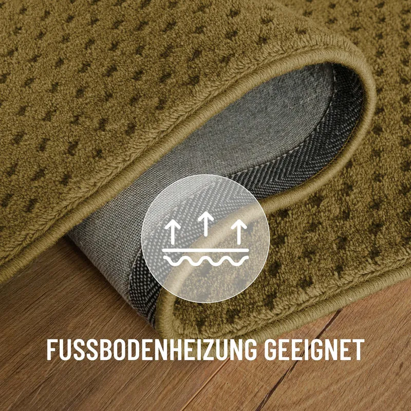 Kurzflor Teppich aus Schurwolle Blass Grün "Castello THREE" WECONhome