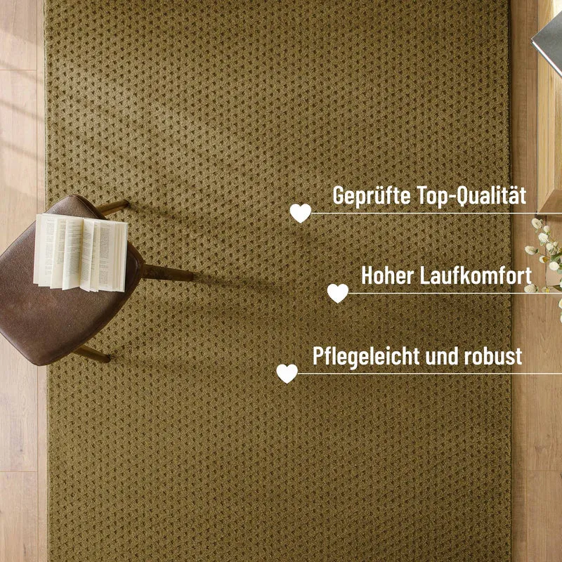 Kurzflor Teppich aus Schurwolle Blass Grün "Castello THREE" WECONhome