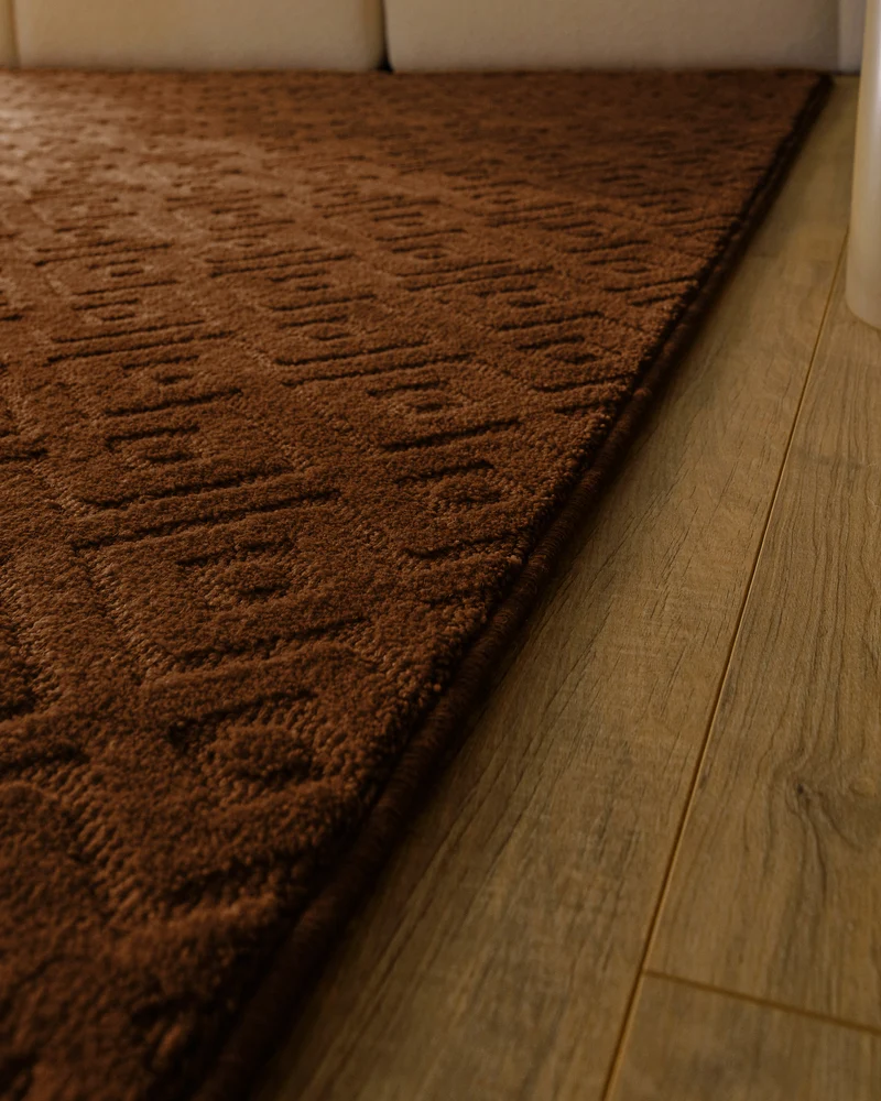 Kurzflor Teppich aus Schurwolle Braun "Castello TWO" WECONhome