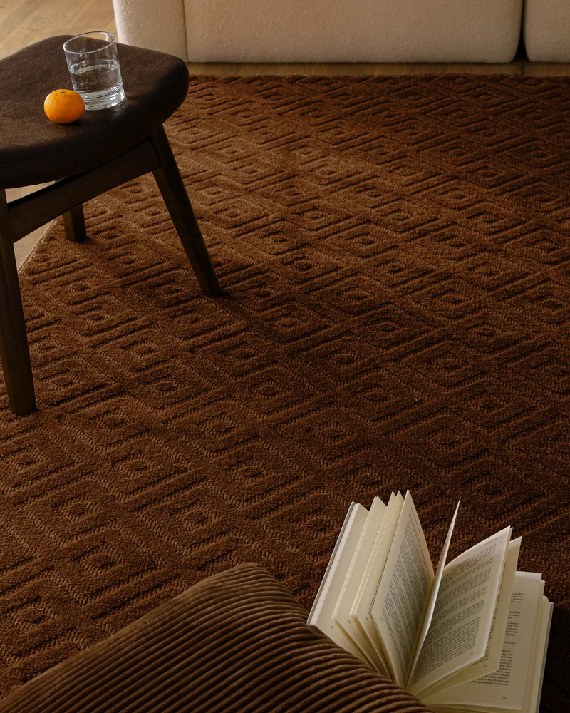 Kurzflor Teppich aus Schurwolle Braun "Castello TWO" WECONhome