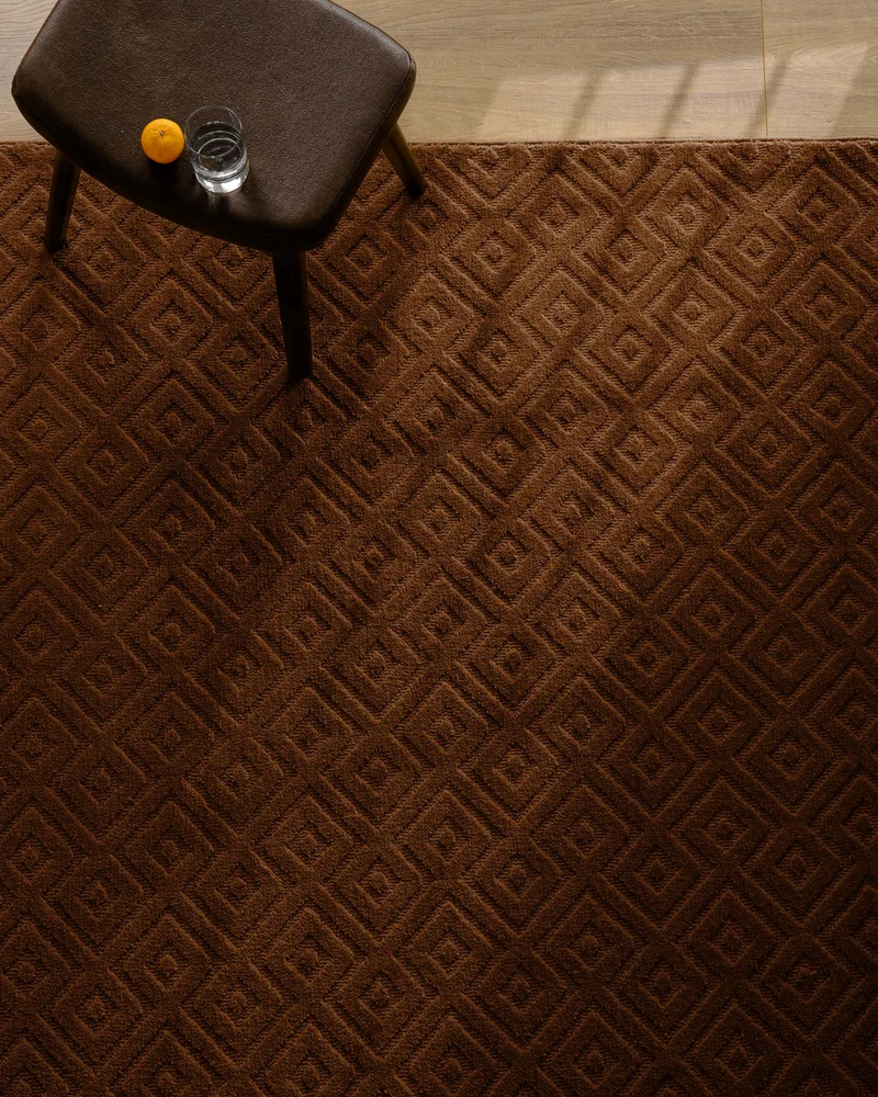 Kurzflor Teppich aus Schurwolle Braun "Castello TWO" WECONhome