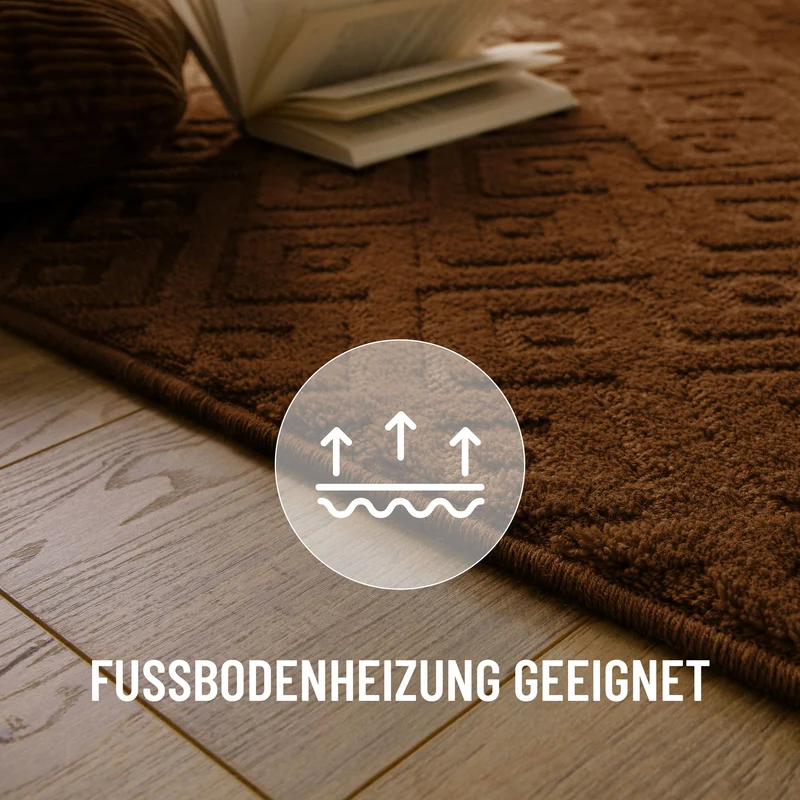Kurzflor Teppich aus Schurwolle Braun "Castello TWO" WECONhome