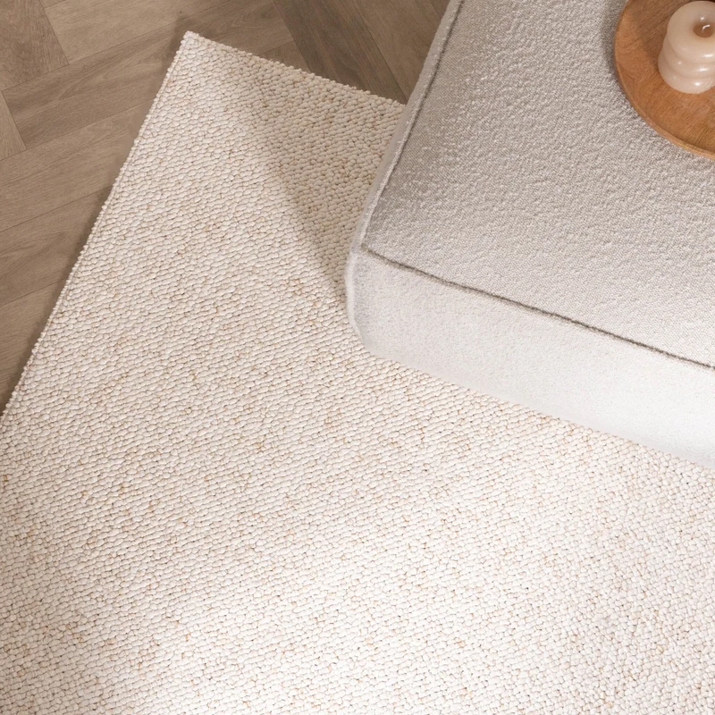 Waschbarer Wollteppich - Bruno Creme Weiß