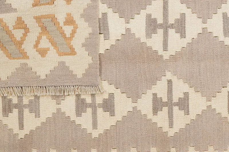 Kelim Gashgai · Handgewebt – Grau, 185x119 cm