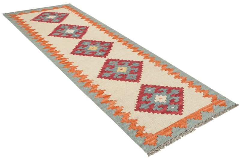Kelim Gashgai · Handgewebt – Beige, 194x59 cm