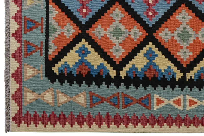 Kelim Gashgai · Handgewebt – Schwarz, 193x155 cm