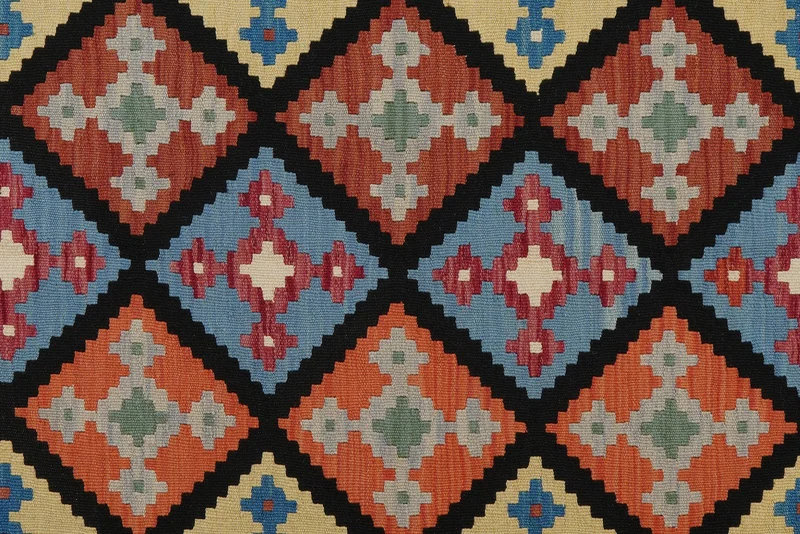Kelim Gashgai · Handgewebt – Schwarz, 193x155 cm