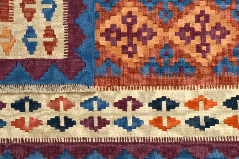 Kelim Gashgai · Handgewebt – Orange, 197x84 cm