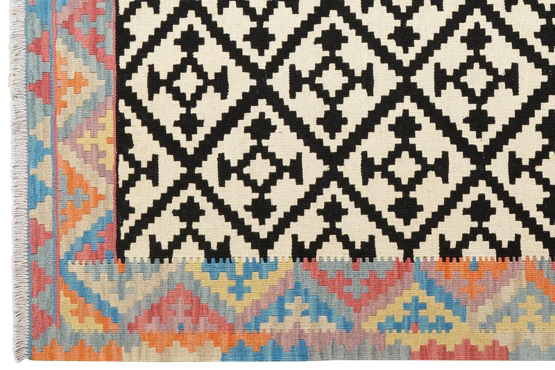 Kelim Gashgai · Handgewebt – Schwarz, 193x152 cm