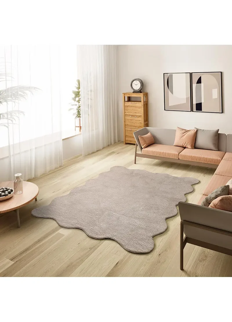 Alfombra lavable con borde ondulado Mellow Piedra