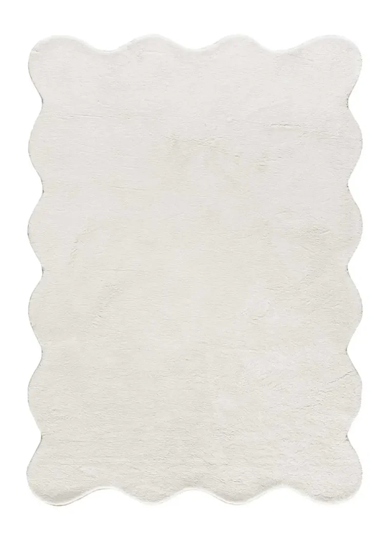 Alfombra lavable con borde ondulado Mellow Blanco