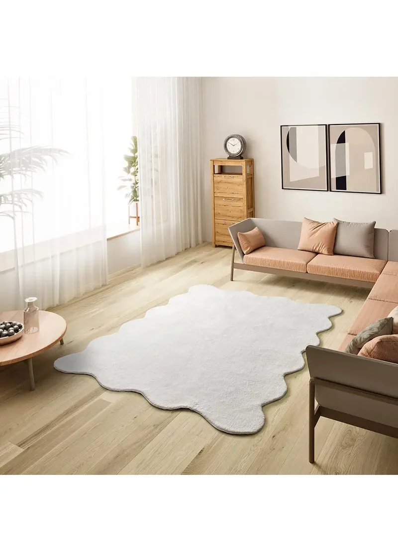 Alfombra lavable con borde ondulado Mellow Blanco