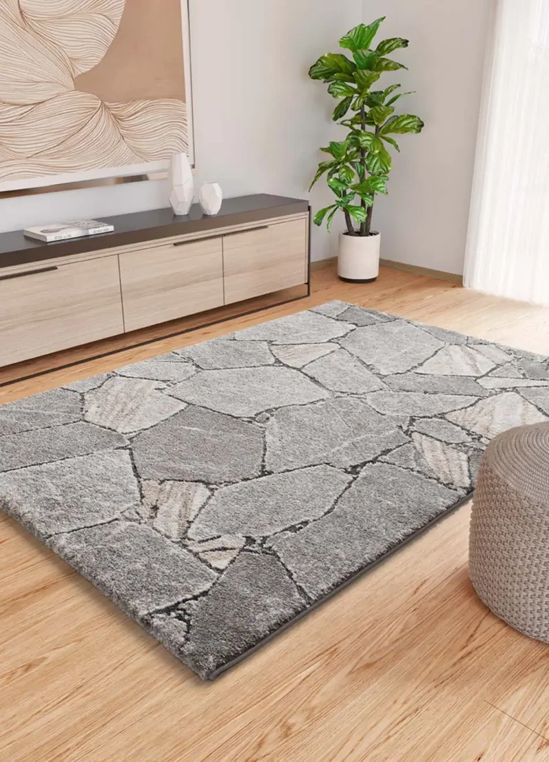 Alfombra shaggy efecto mármol Kivet 9055 Gris