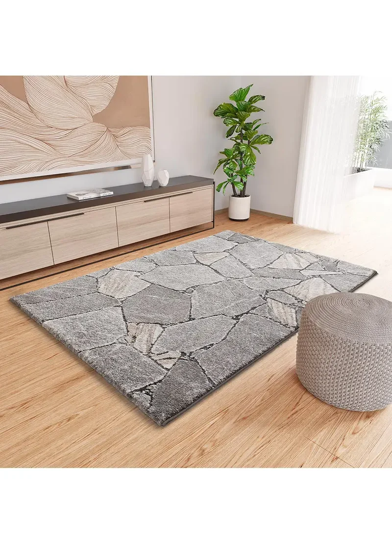 Alfombra shaggy efecto mármol Kivet 9055 Gris