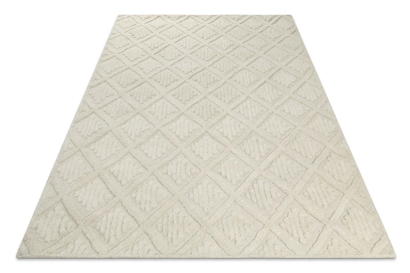Kurzflor Teppich Creme Weiß aus Schurwolle "Hamptons SEVENTEEN" WECONhome