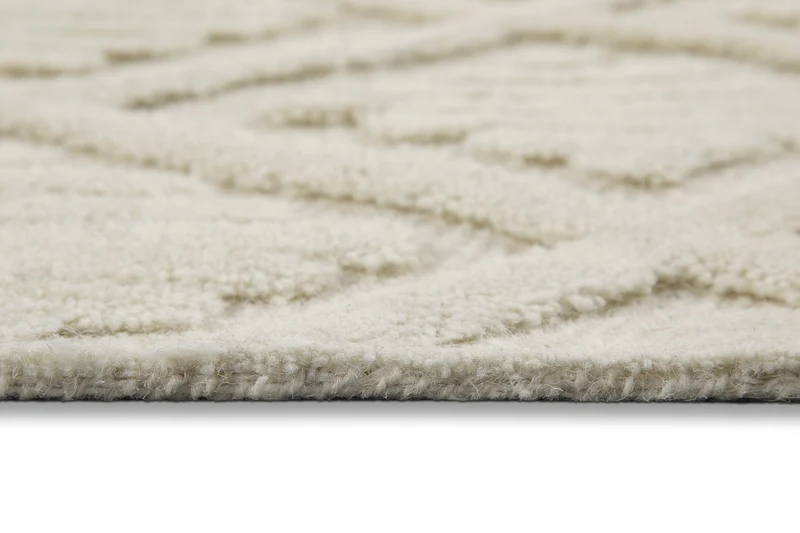 Kurzflor Teppich Creme Weiß aus Schurwolle "Hamptons SEVENTEEN" WECONhome