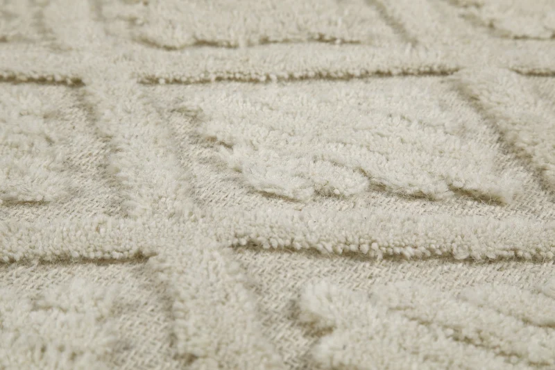 Kurzflor Teppich Creme Weiß aus Schurwolle "Hamptons SEVENTEEN" WECONhome