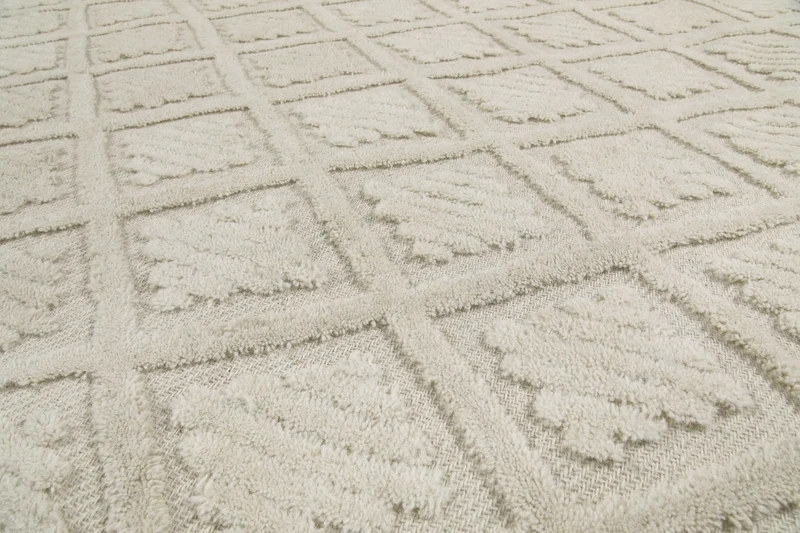 Kurzflor Teppich Creme Weiß aus Schurwolle "Hamptons SEVENTEEN" WECONhome
