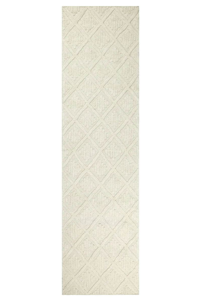 Kurzflor Teppich Creme Weiß aus Schurwolle "Hamptons SEVENTEEN" WECONhome