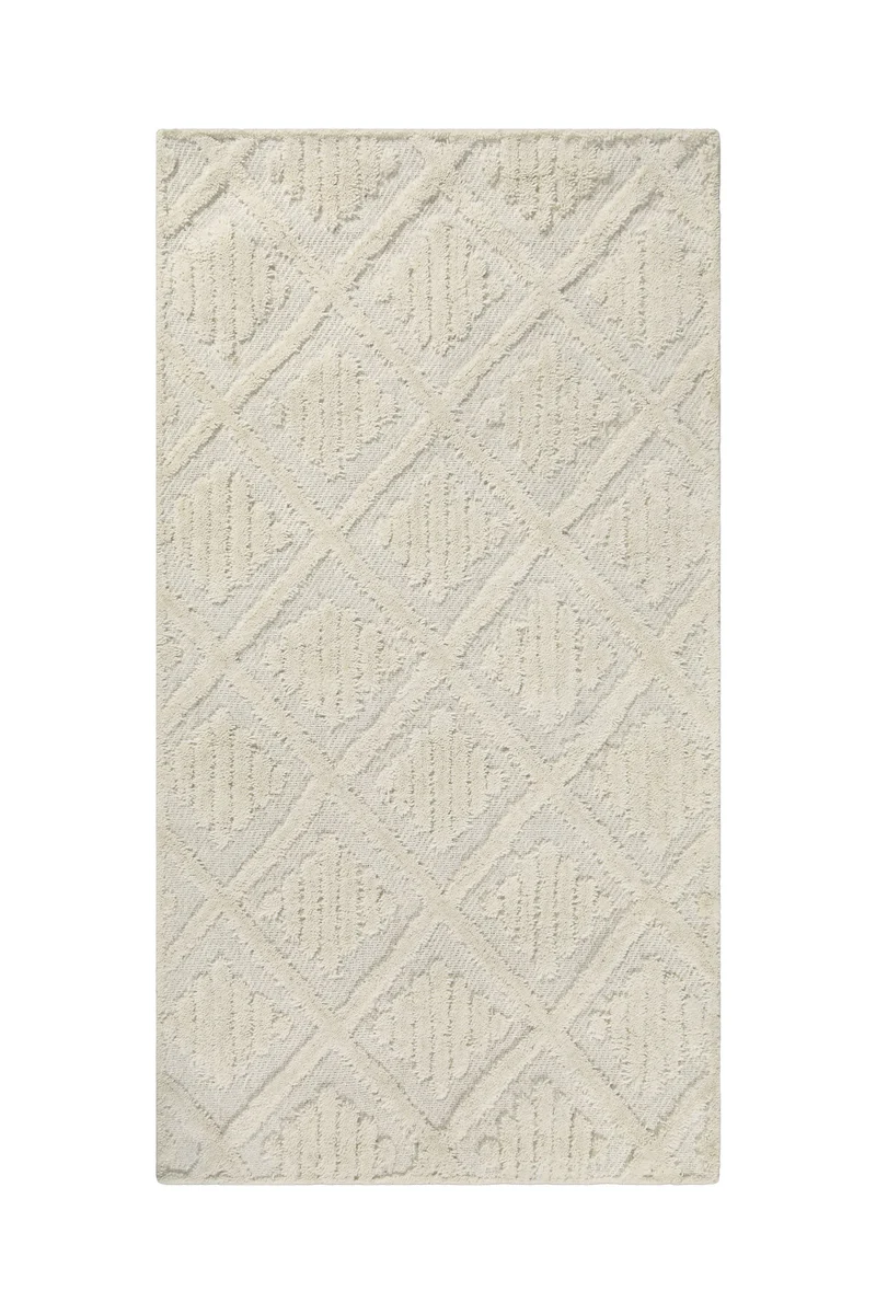 Kurzflor Teppich Creme Weiß aus Schurwolle "Hamptons SEVENTEEN" WECONhome