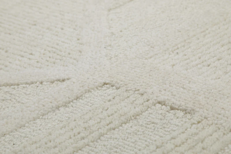 Kurzflor Teppich Rund Creme Weiß aus Schurwolle "Hamptons FIFTEEN" WECONhome