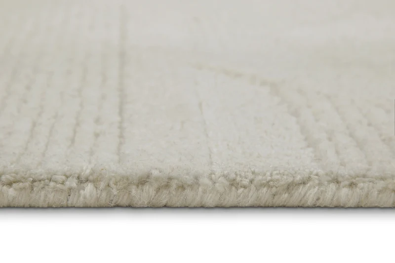 Kurzflor Teppich Rund Creme Weiß aus Schurwolle "Hamptons FIFTEEN" WECONhome