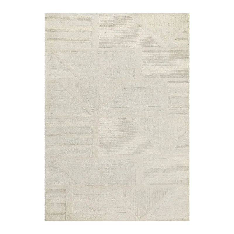 Kurzflor Teppich Creme Weiß aus Schurwolle "Hamptons FIFTEEN" WECONhome