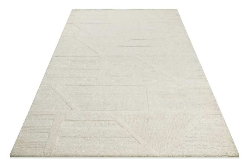 Kurzflor Teppich Creme Weiß aus Schurwolle "Hamptons FIFTEEN" WECONhome