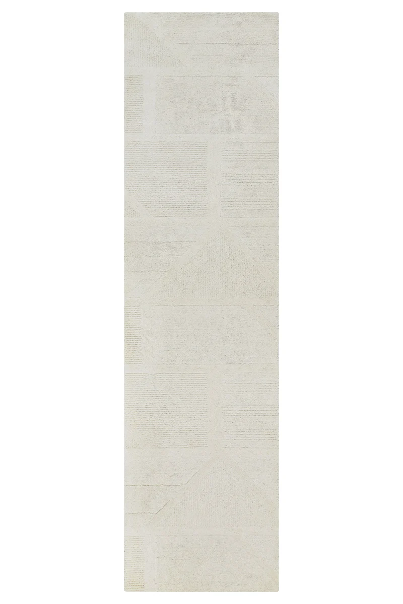 Kurzflor Teppich Creme Weiß aus Schurwolle "Hamptons FIFTEEN" WECONhome