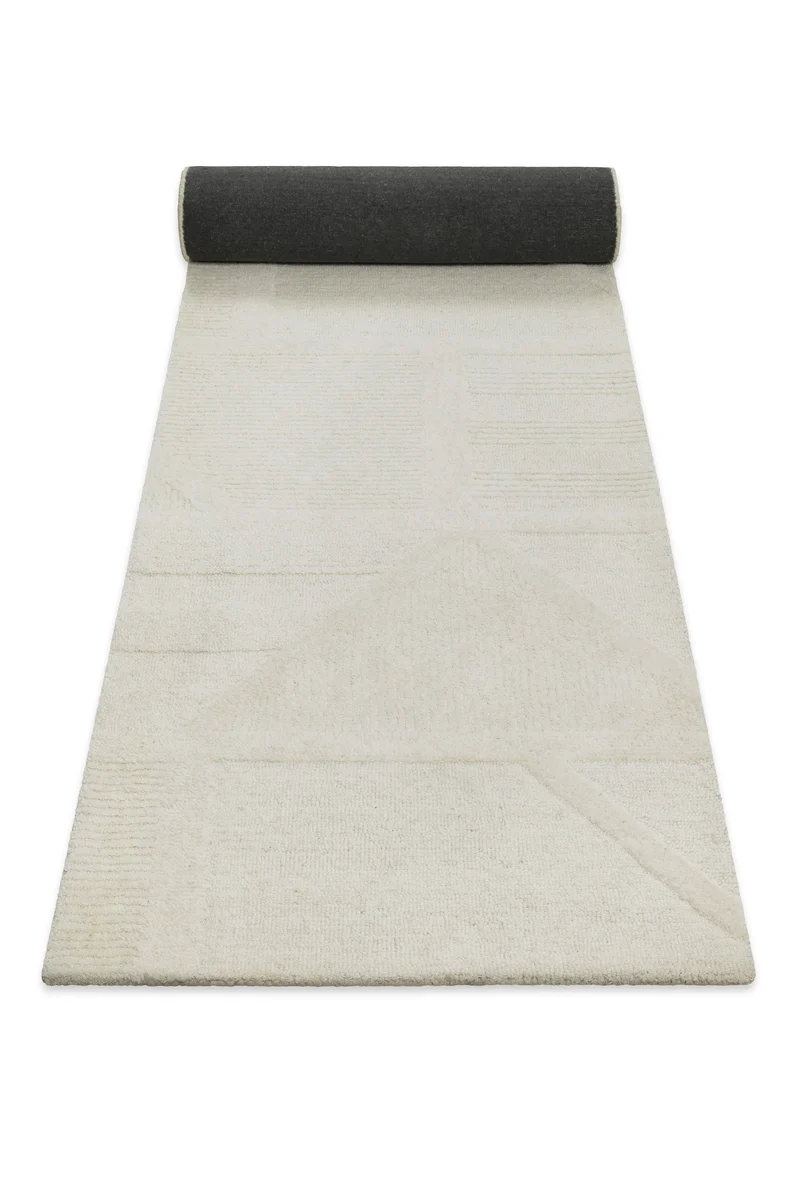 Kurzflor Teppich Creme Weiß aus Schurwolle "Hamptons FIFTEEN" WECONhome