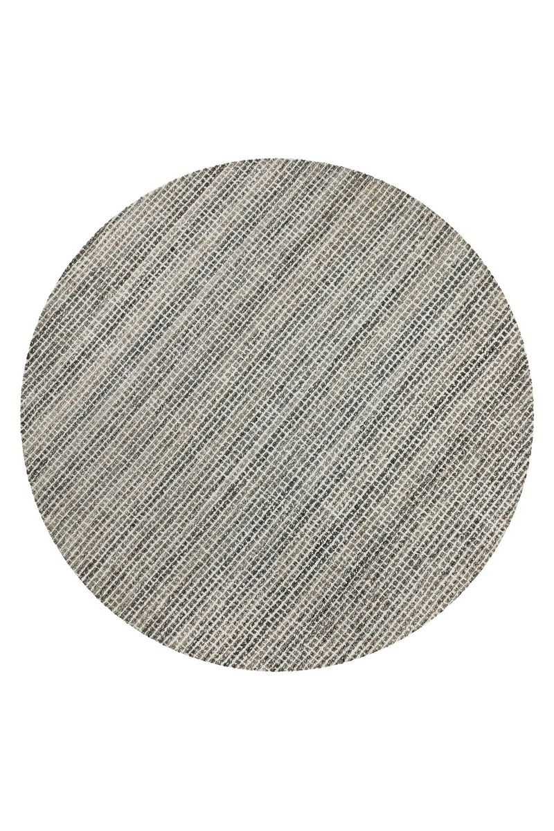 Kurzflor Teppich Rund Grau Braun meliert "Hamptons FOURTEEN" WECONhome