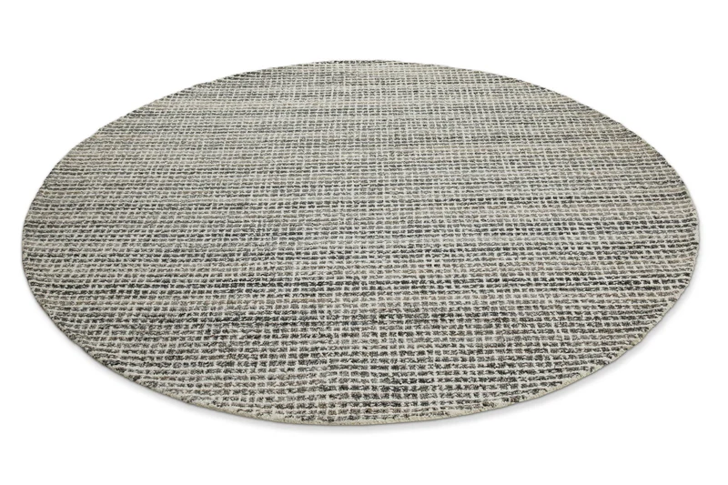 Kurzflor Teppich Rund Grau Braun meliert "Hamptons FOURTEEN" WECONhome