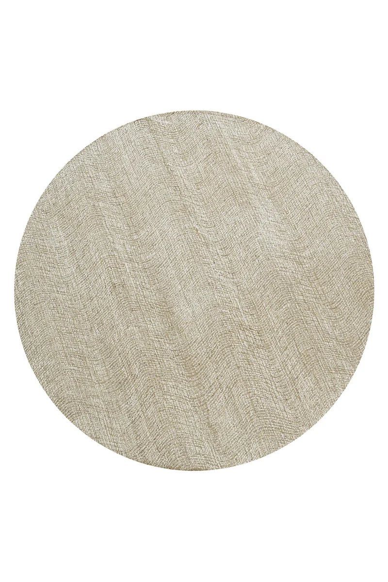 Kurzflor Teppich Rund Sand Beige aus Schurwolle "Hamptons THIRTEEN" WECONhome