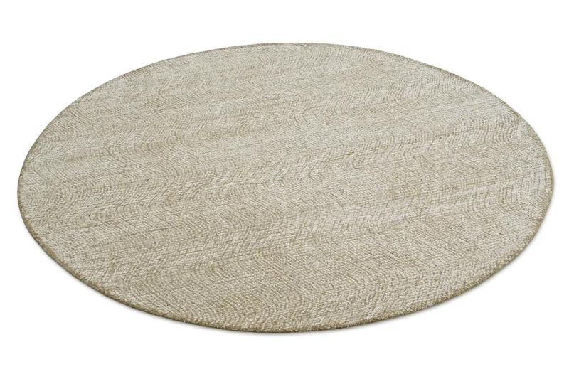 Kurzflor Teppich Rund Sand Beige aus Schurwolle "Hamptons THIRTEEN" WECONhome