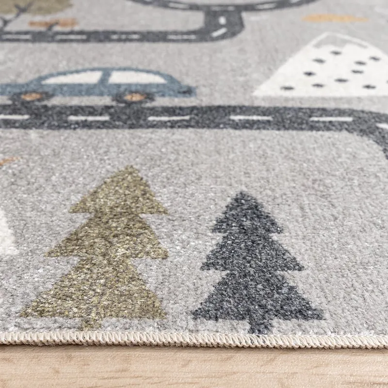 Waschbarer Kinderteppich - Ravi Road Bunt