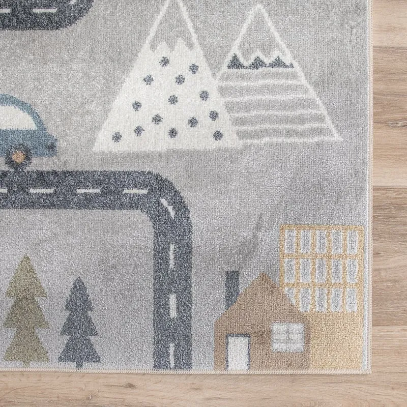 Waschbarer Kinderteppich - Ravi Road Bunt