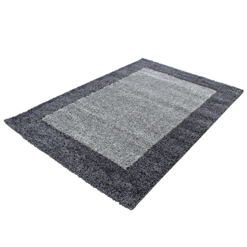 Shaggy Teppich Hochflor Langflor Wohnzimmer Teppich Gemustert in Bordüre Design