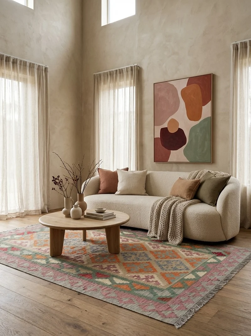 Kelim Gashgai · Handgewebt – Beige, 249x175 cm