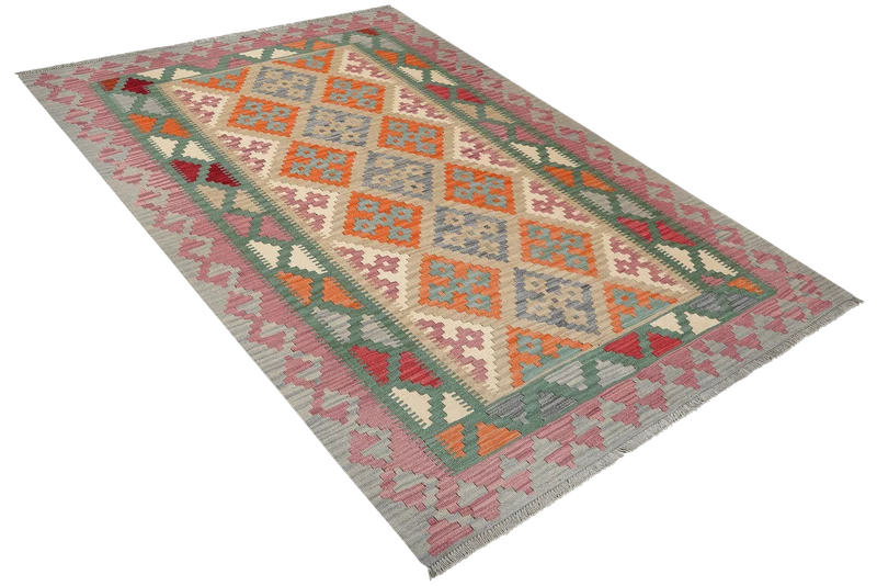 Kelim Gashgai · Handgewebt – Beige, 249x175 cm