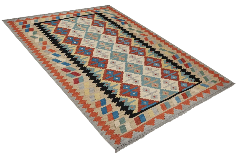 Kelim Gashgai · Handgewebt – Beige, 195x154 cm