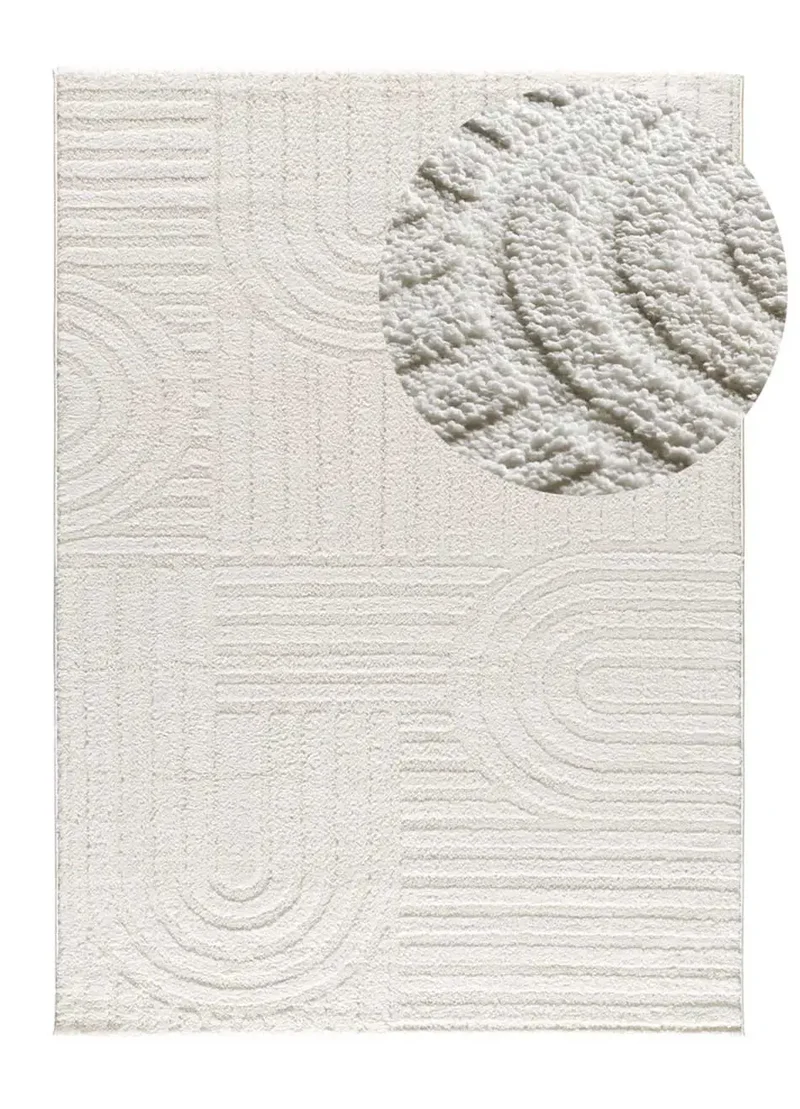 Alfombra geométrica estilo escandinavo con relieve Juno 54406 Blanco