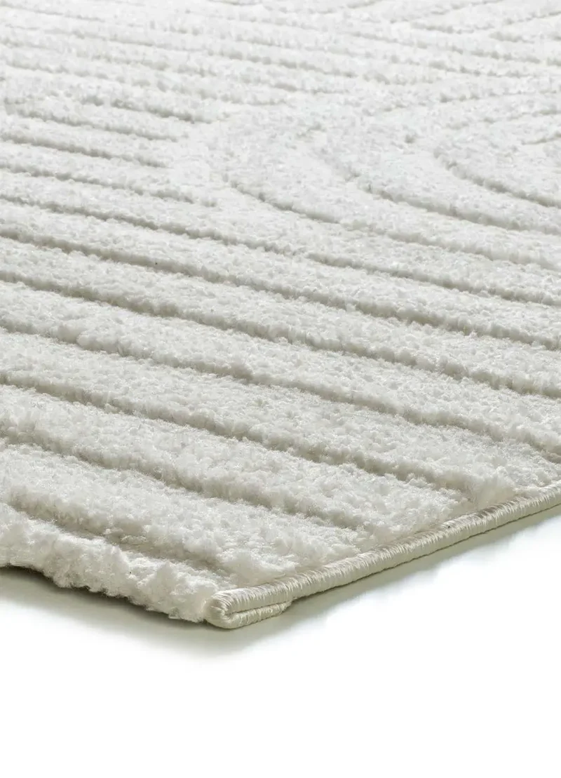 Alfombra geométrica estilo escandinavo con relieve Juno 54406 Blanco